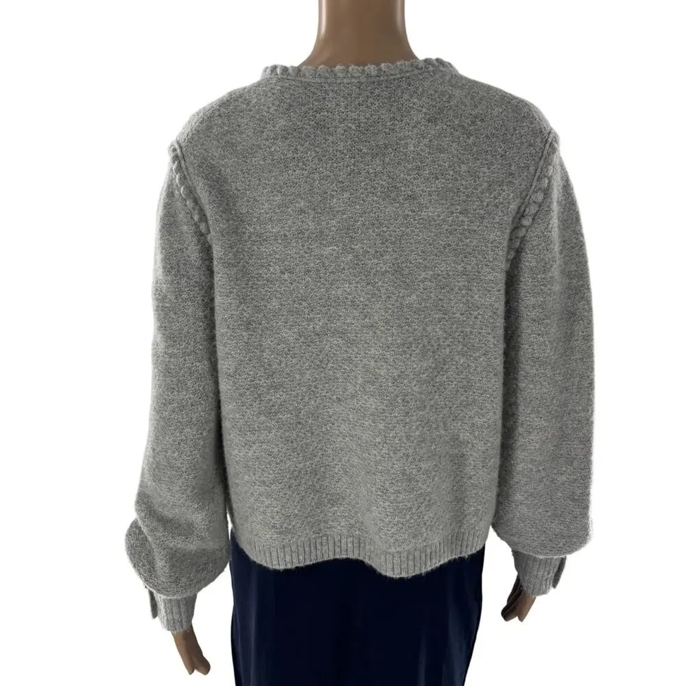 J. Crew Gray Odette Cardigan Sweater Crochet Lady Jacket